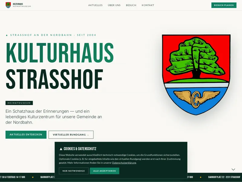 Screenshot der Website Kulturhaus Strasshof