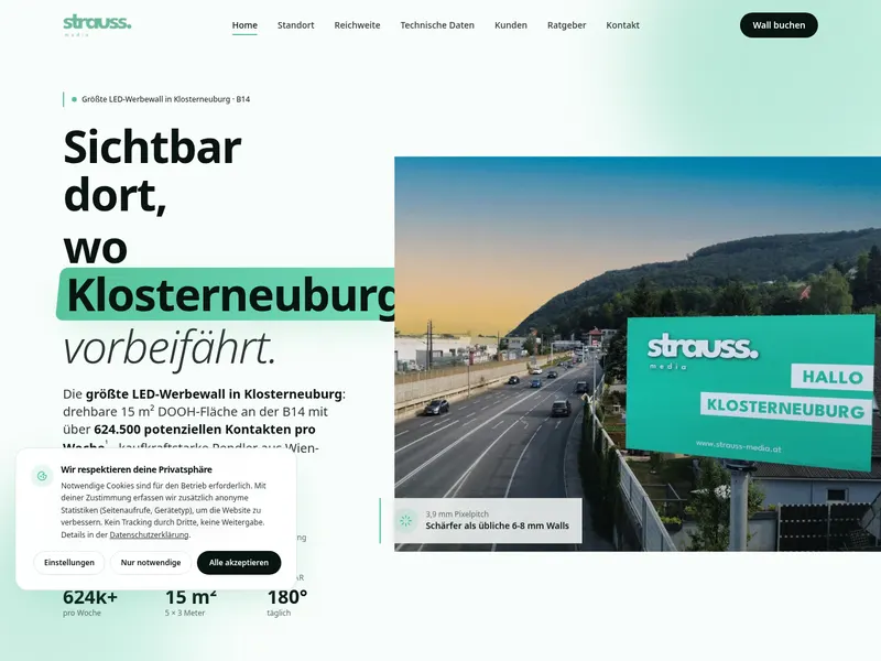 Screenshot der Website Strauss Media
