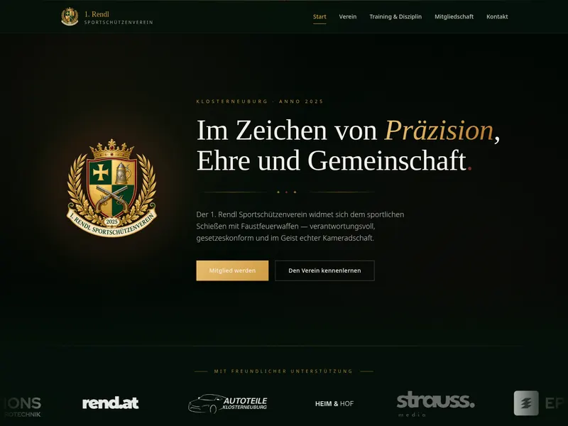 Screenshot der Website 1. Rendl Sportschützenverein